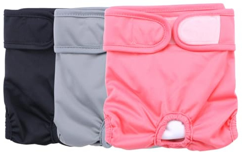 Reusable Dog Nappies Female Small, 3PCS Washable Dog Period Pants in Season, Aitmexcn Super Absorbent Breathable Dog Diapers-Grey-M