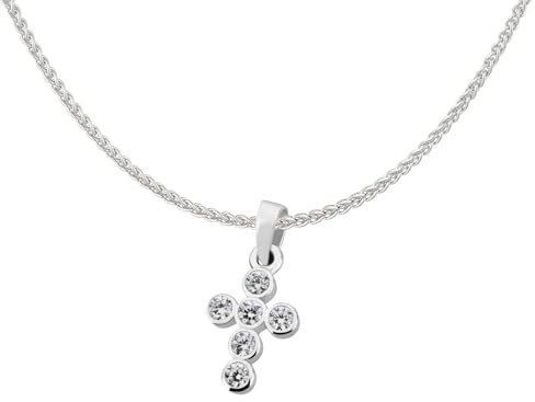 Ardeo Aurum Damen Schmuck-Set aus 333 Gold Weißgold Kreuz Anhänger Zopfkette Länge 50 cm