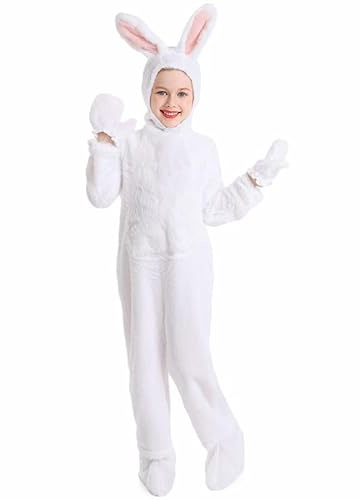 YUDATPG Barn påskhare kostym vit kanin djur plysch set onesie för barn jul halloween cosplay onepiece kostym