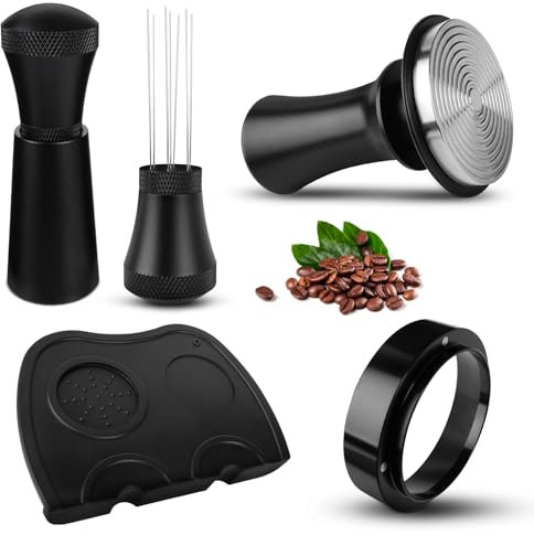 Juego de prensador de café de 58 mm, regulador de la presión, de Acero Inoxidable, Incluye Anillo dosificador de 58 mm, Herramienta WDT, tapete, Base de café Ondulada, Accesorios de café