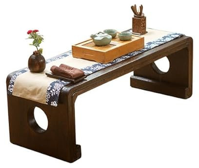 HIARAN Beistelltisch, Konsolentisch, Guqin-Klavierholz, antike Möbel, Vier Langer Gästetisch, niedriger Boden, orientalischer Teetisch, Beistelltisch (Größe: Tisch) Lucky Star