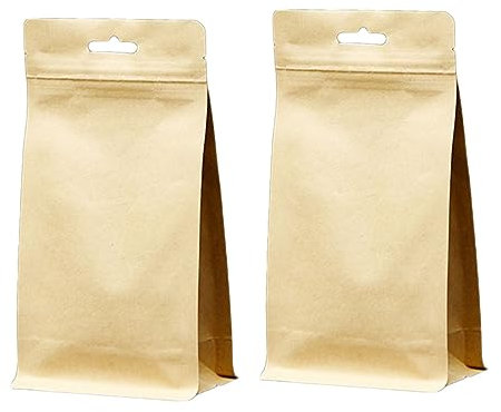Hoement 10pièces Sachets Alimentaires Papier Kraft Hermétiques Avec Fond Pochettes De Rangement Pour Snacks Thé