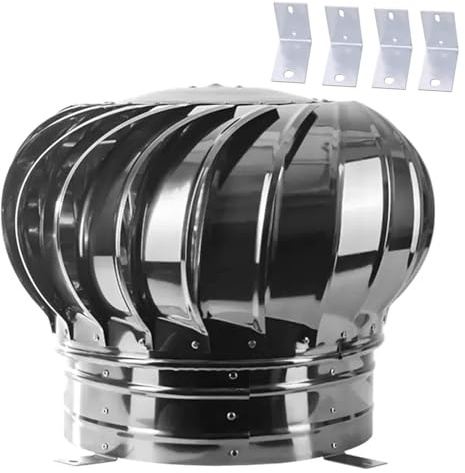 CHENYUOZ Cappello Girevole, Comignoli girevoli, Ventilatore da Tetto Non Elettrico Ventilatori da Tetto Rotondi for Case Mansarda/Tetti in Metallo Acciaio Inossidabile(40cm(15.7in))
