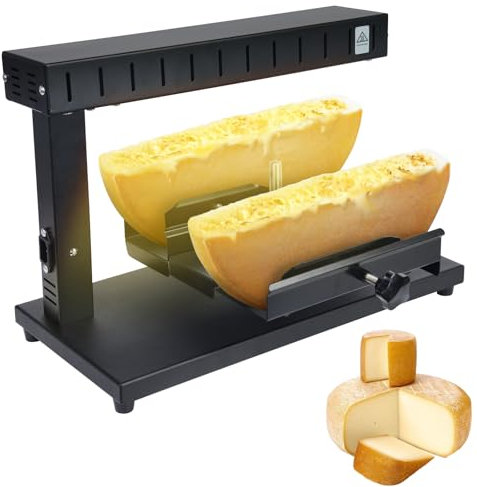 XXUNYNUIN Raclette Cheese Melter 750W Electric Cheese Melting Machine Raclette Rrill Half Cheese Wheel Height Adjustable