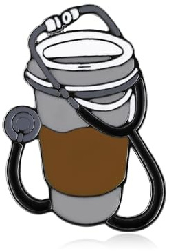 Coffee and Stethoscope Enamel Pin Medical Backpack Lapel Brooch Badge for Doctor Nurse Funny Jewelry Gifts