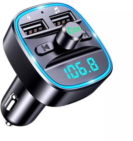 Bluetooth 5.4 HiFi Bass Sound FM Transmitter,Wireless Radio Music Fast Charging Adapter,Bluetooth Wireless Radio Adapter Car Kit With 2 USB Ports Car Charger LED Display Hands-Free Calling,USB Drive