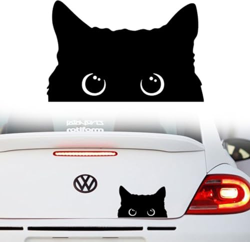 Pegatinas Coche Exterior, Pegatina Coche, Vinilo Decorativo para Coche Gato Negro Divertido Dibujos Animados, para coche