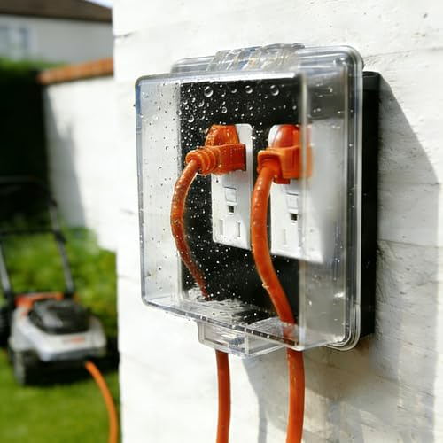PKLIYH Outdoor Weatherproof Outlet Cover Box-Child Proof Electrical Enclosure for Garden, Pool & Garage,Universal ABS Lock Box Fits Standard Duplex Outlets (2.6 H x 2.56 W or Smaller Size)-1 Pack