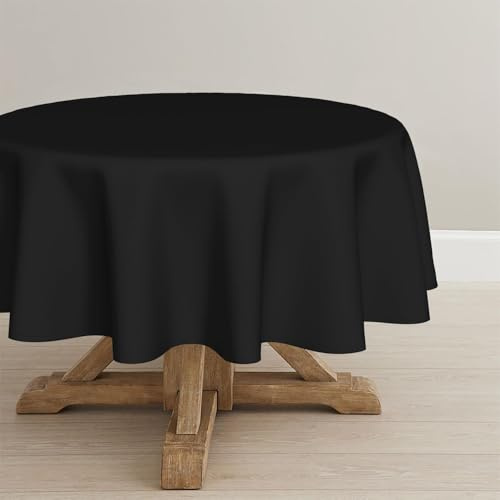 Artoid Mode Tovaglia nera antimacchia effetto lino rotonda 140 cm, tovaglia in lino lavabile biancheria da tavola cucina giardino vacanze feste decorazione