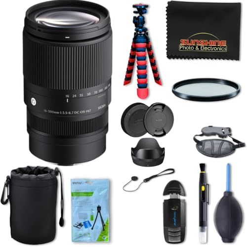 Sigma 16-300mm f3.5-6.7 DC OS Contemporary Lens for Sony E with Sunshine Photo Professional Bundle - 4 Years Manufacturer Warranty