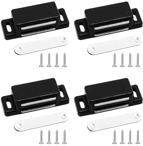4 Pezzi Chiusura Magnetica con Calamita per Ante e Credenze(nero)