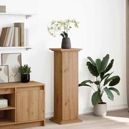 Gecheer Blumenständer mit Stauraum Artisan-Eiche 31x30x90 cm Holzwerkstoff für Dekoration und Blumentöpfe