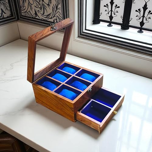 Royal Craft Expertise® 6-Slot Luxury Wooden Watch Box with Drawer – Handcrafted Rosewood Organizer for Men | Elegant Velvet Lining & Ample Storage | Premium Display Case for Watch Collectors