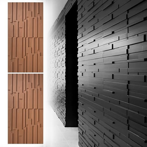 Decorative Wall Panels 3D Wood Grain Textured, 23.6 X 47.2 Large 3d Wall Panels PU Wall Cladding, Waterproof Interior Exterior Wall Paneling(Brown,2pcs)