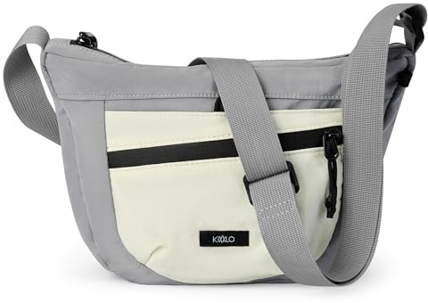 Azooken Umhängetasche Damen Mittelgroß Wasserdicht Nylon Crossbody Bag mit Vielen Fächern Leichte Stylische Verstellbarer Freizeit Kleine Messenger Bag für Einkaufen,Reisen(XQ04-Grey)