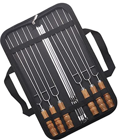 HEMOTON Brochette En Métal Pour Barbecue 10 Pièces Ustensiles De Grillades Longueur Pour Camping Et Extérieur Résistant à La Chaleur Bords Lisses Et Sûrs