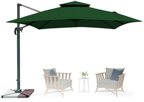 XRLQZH Housse de rechange carrée,3 x 3 m,2.5 x 2.5 m,Auvent de Rechange pour Déporté parasol de patio,Auvent de remplacement pour parasol de 8 baleines,Pour extérieur (Green,4×3M)