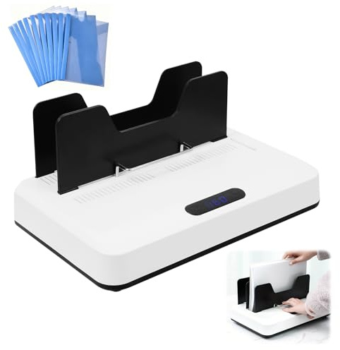 Relieuse thermique électrique A4 - Reliure 1 à 60 mm/600 feuilles, sans préchauffage et minuterie intelligente en 3 étapes, avec 10 couvertures de reliure, pour bureau, maison, contrats commerciaux