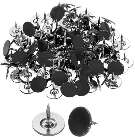 QUARKZMAN 100 Piezas de Tachuelas para Tapicería, Clavos Decorativos de Cabeza Plana de 11mmx10mm para Muebles Sofá Cabeceros, Negro