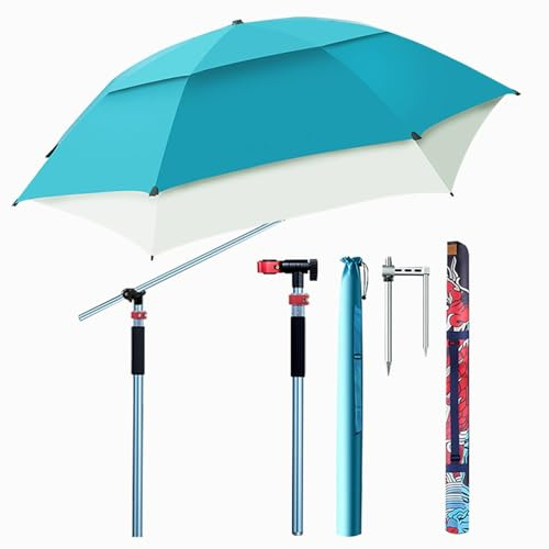Générique Parasol de Pique-nique Pliable 225cm avec Angle Inclinaison et Hauteur Réglable, Parasol de Pêche Portable UPF 50+ Anti Vent pour Voyage Plage