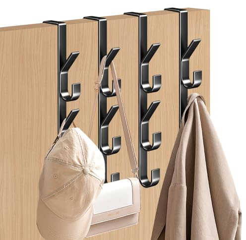 VLYX Dörrkrokar i Metall, 4-pack, Krokar för Jackor, Handdukar, Hattar, Väskor - Svart