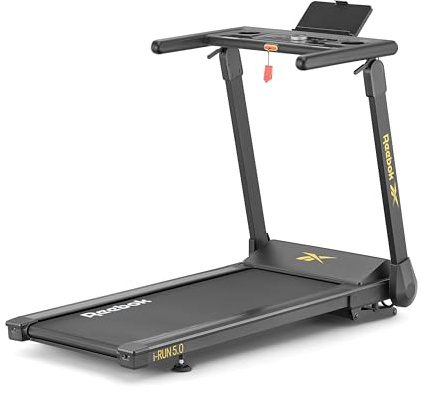 Reebok i-Run 5.0 Folding Treadmill with Powerful 2.0HP Peak Motor, 15kph Top Speed, 12-Level Power Incline & Compact Footprint, No Assembly Required. Zwift & Kinomap Compatible, Cushioned Running Deck