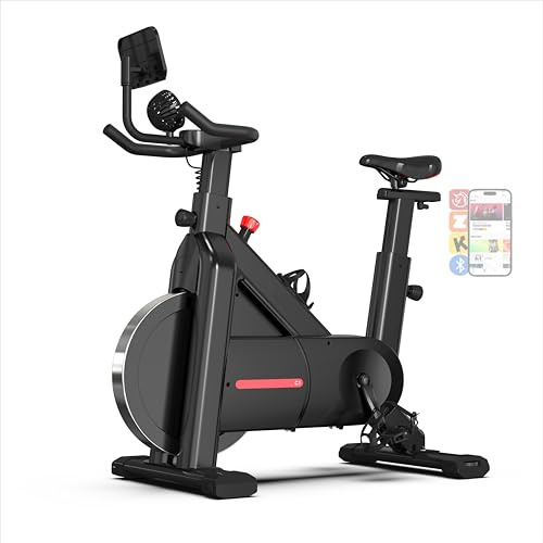 Bluearth Self-Powered Exercise Bike with Dynamic LED Lights – Stable Triangle Frame, Dual-Stage Drive, 300 lbs Capacity, Silent Magnetic Resistance, Compact Indoor Stationary Bike for Home