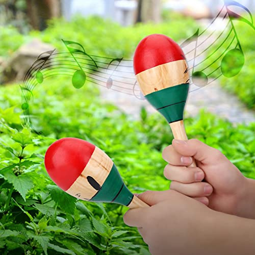 POENVFPO Hölzerne Maracas, 25 cm Pädagogisches Musikinstrument, Bunte Percussion-Shaker für Kinder, Spielzeug für die Musikalische Entwicklung