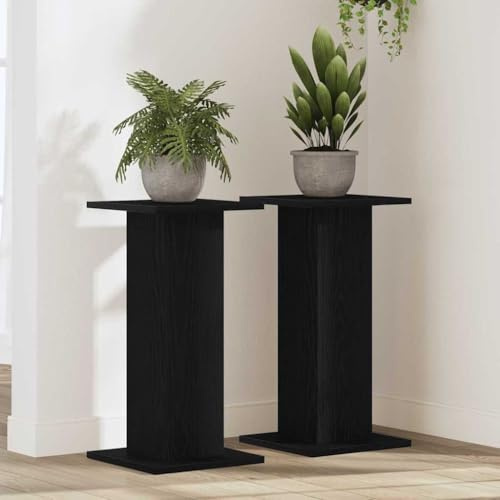 Frdhee Deko Wohnung Blumenbank,Lautsprecherständer Schwarz Eichen-Optik Holzwerkstoff,Stabil und Platzsparend,Ideal für Wohnzimmer,Balkon und Büro
