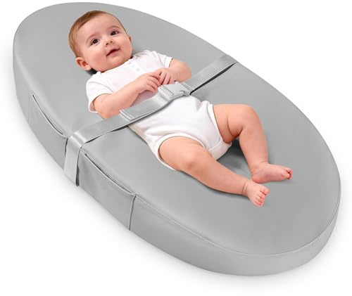 LXLZSH Fasciatoio con copertura in poliuretano lavabile e impermeabile, 80 x 40 x 10 cm, tappetino fasciatoio per comò con cintura di sicurezza anti-rotolamento e antiscivolo, portatile, leggero
