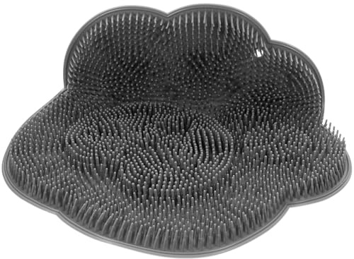 GLEAVI Coussin de Massage Antidérapant en Tpr Gris Bain Nettoyant et Exfoliant pour Pieds Tapis de Massage Mural Ventouses Accessoire Bien-Détente et Soin Corporel