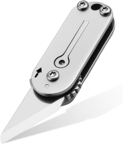 JEXOWIQ Coltello Tascabile,Mini EDC, Mini Coltello,Piccolo Coltello Pieghevole in Titanio con foro Portachiavi Integrato per il Trasporto Quotidiano, Escursionismo