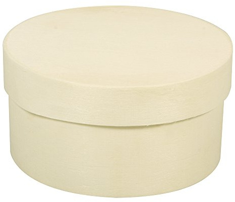 Rayher 62392000 Spandose, with Lid, Round, Diameter 6 cm, Height 3.5 cm, Chipbox, Natural Wood Chip, Untreated, Wooden Box, Jewellery Box, for Painting and Decorating