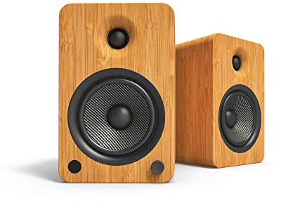 Kanto YU6BAMBOO Powered Bookshelf Speakers with Bluetooth and Phono Preamp | 5.25 Kevlar Driver | 200W Peak Power | Pair | Bamboo