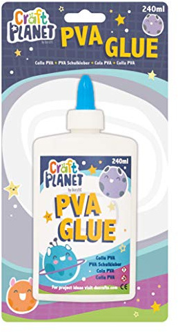 Craft Planet - 240 ml White Strong, Tacky PVA All Purpose Glue For Kids Art, Toddler Craft, School Supplies, Woodwork, Home Projects, DIY, Craft Box Refill, For Paper, Wood, Craft Materials