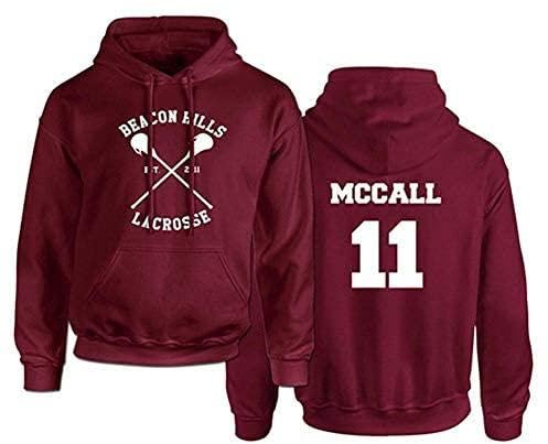 iBaste_top Suéter con capucha Beacon Hills Lacrosse Hoodie Teen Wolf MCCALL Stilinski Lahey Uni Sweatshirt, rot
