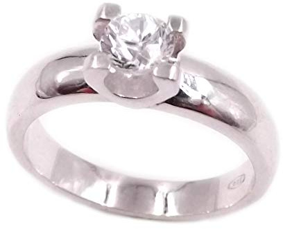 Gioielli Aurum - Damenring Solitär 925 Silber rhodiniert Weißgold Verlobungsring, Sterling Silber, Zirkon