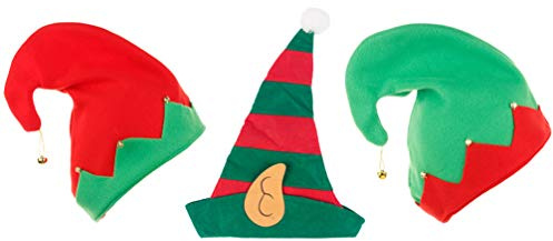 TOYANDONA 3 Pezzi Divertenti Cappelli da Elfo di Natale Cappello da Costume di Natale Cappello da Pagliaccio Costume di Natale Puntelli Cosplay
