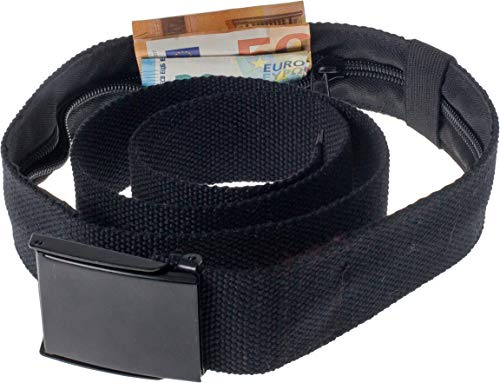 C.A.O. - Ceinture Porte Monnaie en Polyester/Coton - Couleur Noir - Longueur 130 cm