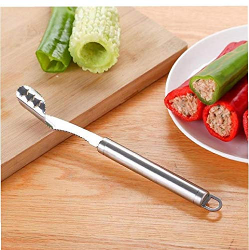 PiniceCore Chili Pepper-ausstecher Edelstahl Zucchini Gurke Corers Gezahnt Leicht Entkernen