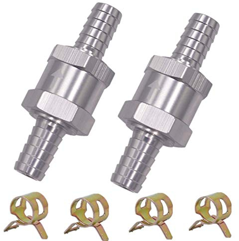 2 Pièces Clapet Anti-Retour 8MM Valve de Carburant en Alliage d'Aluminium Non Retour Clapet Anti-Retour pour Essence Diesel Carburateur Systèmes de Carburant à Basse Pression (8MM)