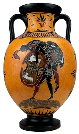 Aias- Vase Amphore Portant Le Corps d'Achille - Poterie Grecque Antique - Exekias Noir et Rouge - Hauteur : 33 cm - Largeur : 20 cm