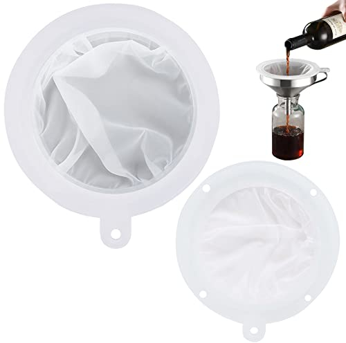 2 Pieces Mesh Sieve Nylon Sieve Filter Mesh, 14 cm 16 cm Food Sieve Filter, Fine Mesh Strainer, Kitchen Funnel for Filtering Juice, Oils, Milk, Coffee, Wine 200 Mesh and 400 Mesh