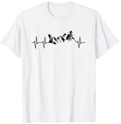 Ski Touren Berge Herzschlag Frequenz Skifahren T-Shirt
