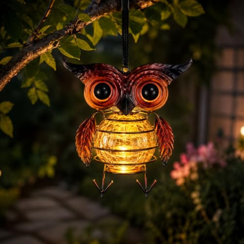 Garden Mile LED Owl Light Solar Garden Lights Outdoor Waterproof Pathway Driveway Animal Solar Lights Outdoor Decorations Ornament Tree Hanger For Gardens Patios Outside Decor