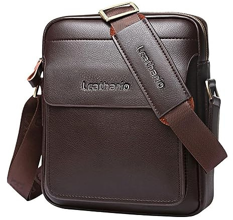 Leathario Crossbody Bag For Men Vegan Leather Shoulder Messenger Purse Sling Satchel Bag For Work Business Travel