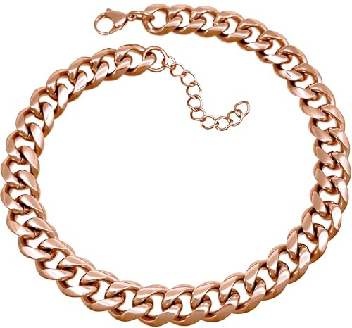 RUGGED steel - Damen Kette aus massivem Edelstahl 13 mm breit - stylische kurze Frauen XXL Statement Gliederkette 35 40 45 + 5 cm - Silber Gold Roségold wasserfest & hypoallergen - inkl. Schmuck-Box