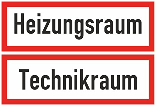 Daged 2 x Heizungsraum Technikraum Grösse 14 x 4,5 cm Türetiketten Haustechnik Hinweiszeichen Sicherheitszeichen Sticker MT-30