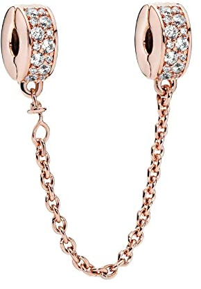 Lkwidi Charme Sicherheitskette Clip aus Roségold Charms-Anhänger 925 Sterling Silber Charm Bead Pendant für Europäische Armbänder und Halsketten