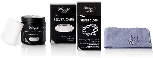 Hagerty Silver Care Pâte à polir I 185 g I Pâte à polir pour l'argenterie ternie pour le nettoyage et & Silver Cloth Chiffon pour l'argenterie I 36 x 30 cm I Chamoisine imprégnée 100